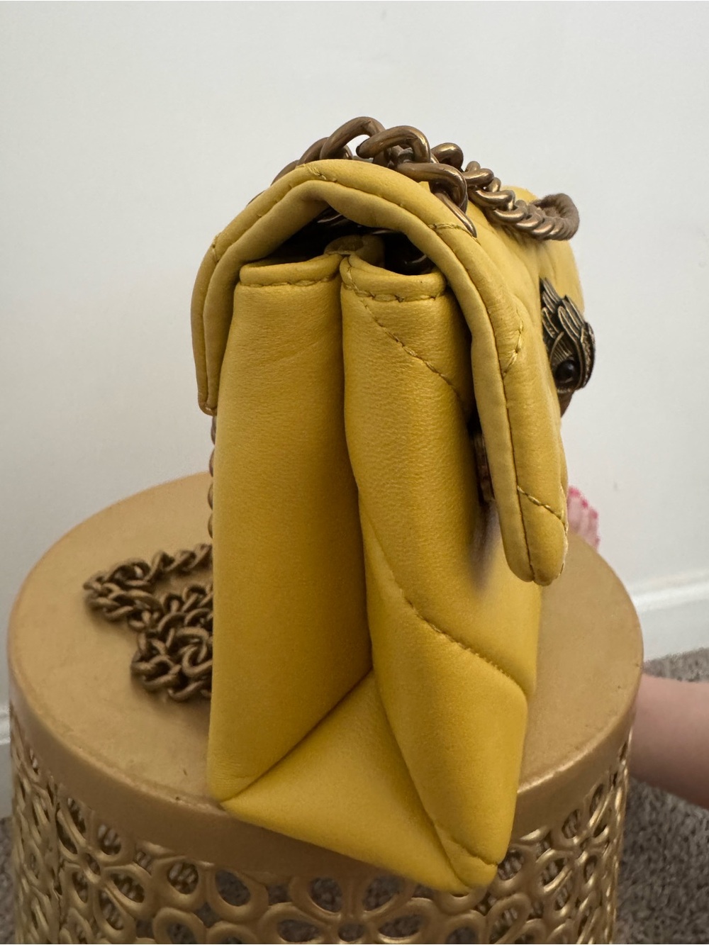 Yellow Quilted Kurt Geiger Mini-Kensington Bag - Picture 4 of 6